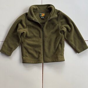 Bass Pro Shops Boys Olive Green Full Zipper Fleece Jacket. Size XS